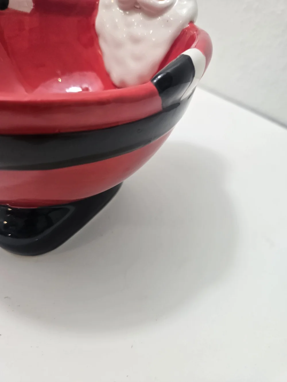 Santa Ceramic Candy Dish - Red and Black Holiday Bowl